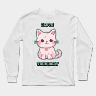 Adorable pink Cat  for feline lover Long Sleeve T-Shirt